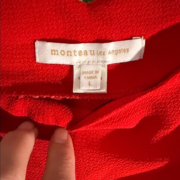 Vibrant Red Puff Sleeve Dress - Picture 2 of 7